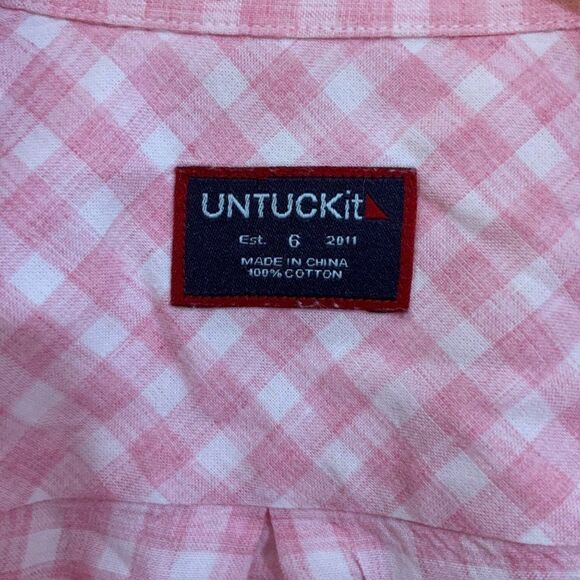 Untuckit Carina Pink Gingham Check Button Front Top Size 6 - Picture 4 of 9
